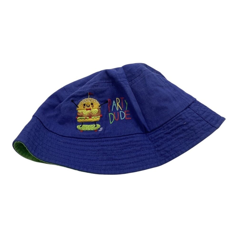 Gertex Girls Cheeseburger Bucket Hat Size‎ 4-6X  Blue Green Embroidered Cotton